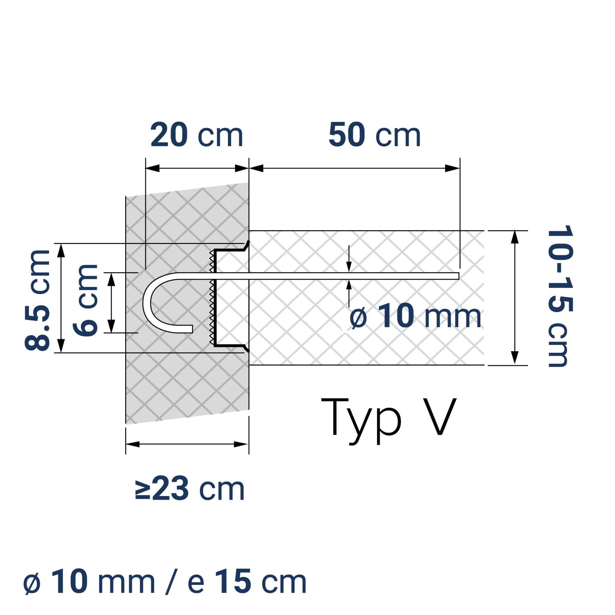A431000410 7640425419822 BE-BOX® Bewehrungsbox Typ V10-15 h20 lü50 | Variante zu COMAX 41S | 125 cm | 3.96 kg/m